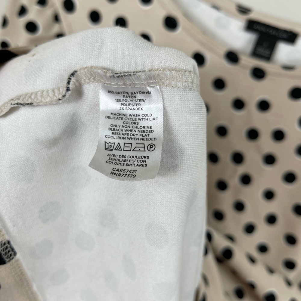 ANN TAYLOR Polka Dot Women's T-Shirt Beige and Black  Size S - Picture 12 of 12